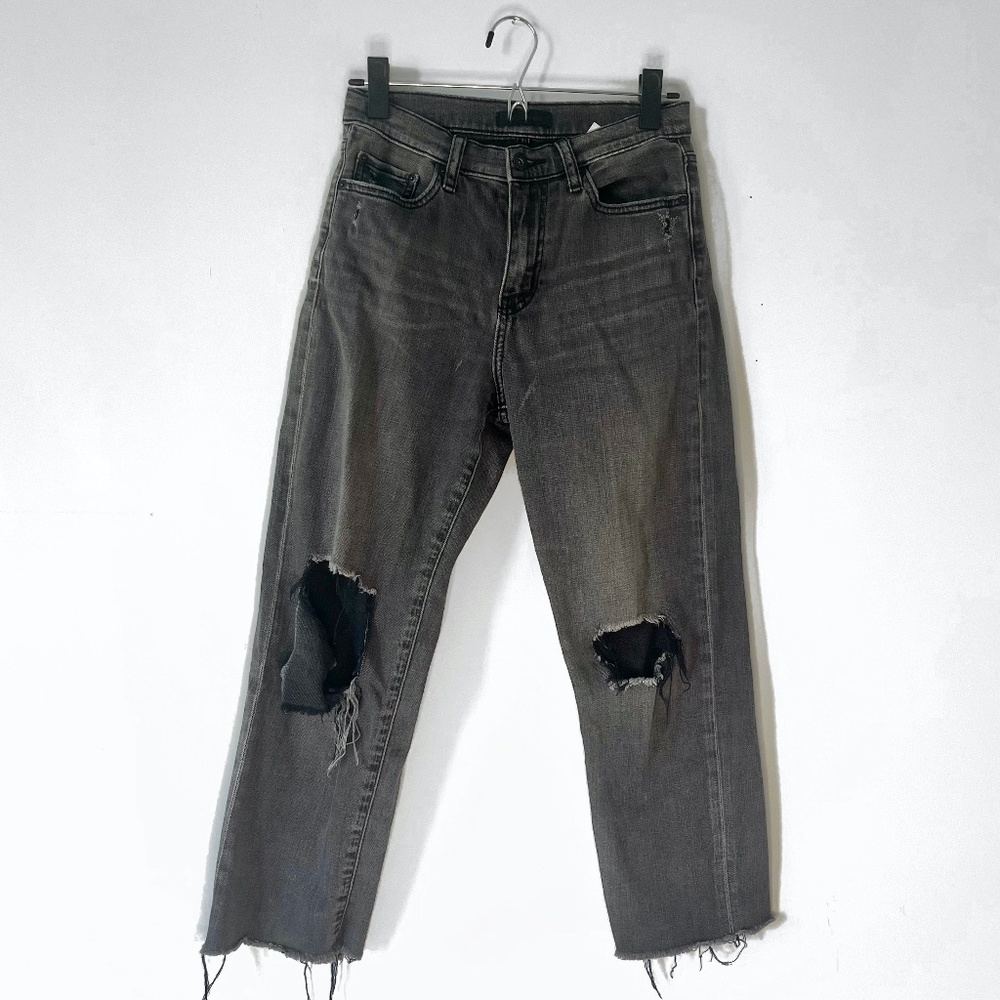 Uniqlo Boyfriend High Rise Tapered Distressed Straight Leg Cutoff Jeans …